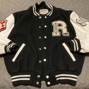 Roots Black and White Varsity Jacket